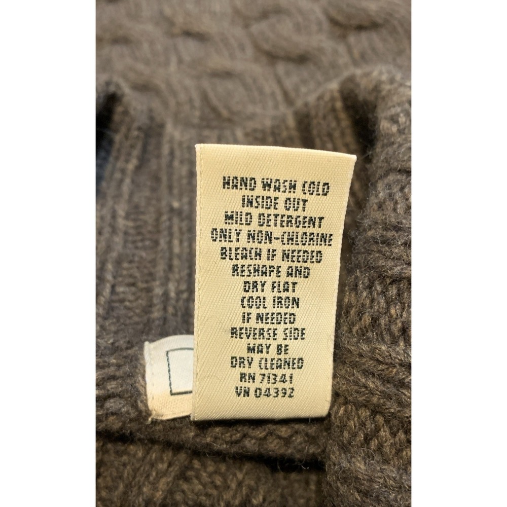 LL Bean Cable Knit Lambswool Blend Turtleneck Sweater Brown Small‎ - Picture 6 of 6